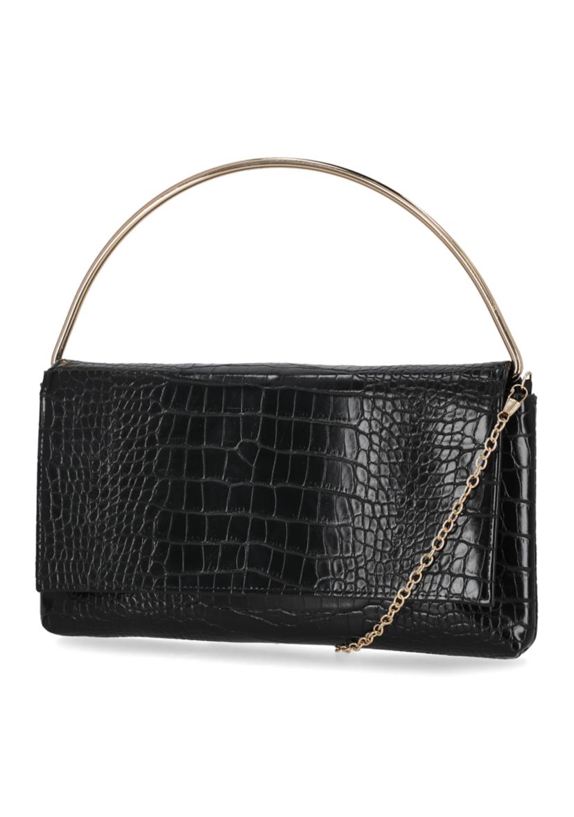 Isa Croco Top Handle Flap Clutch