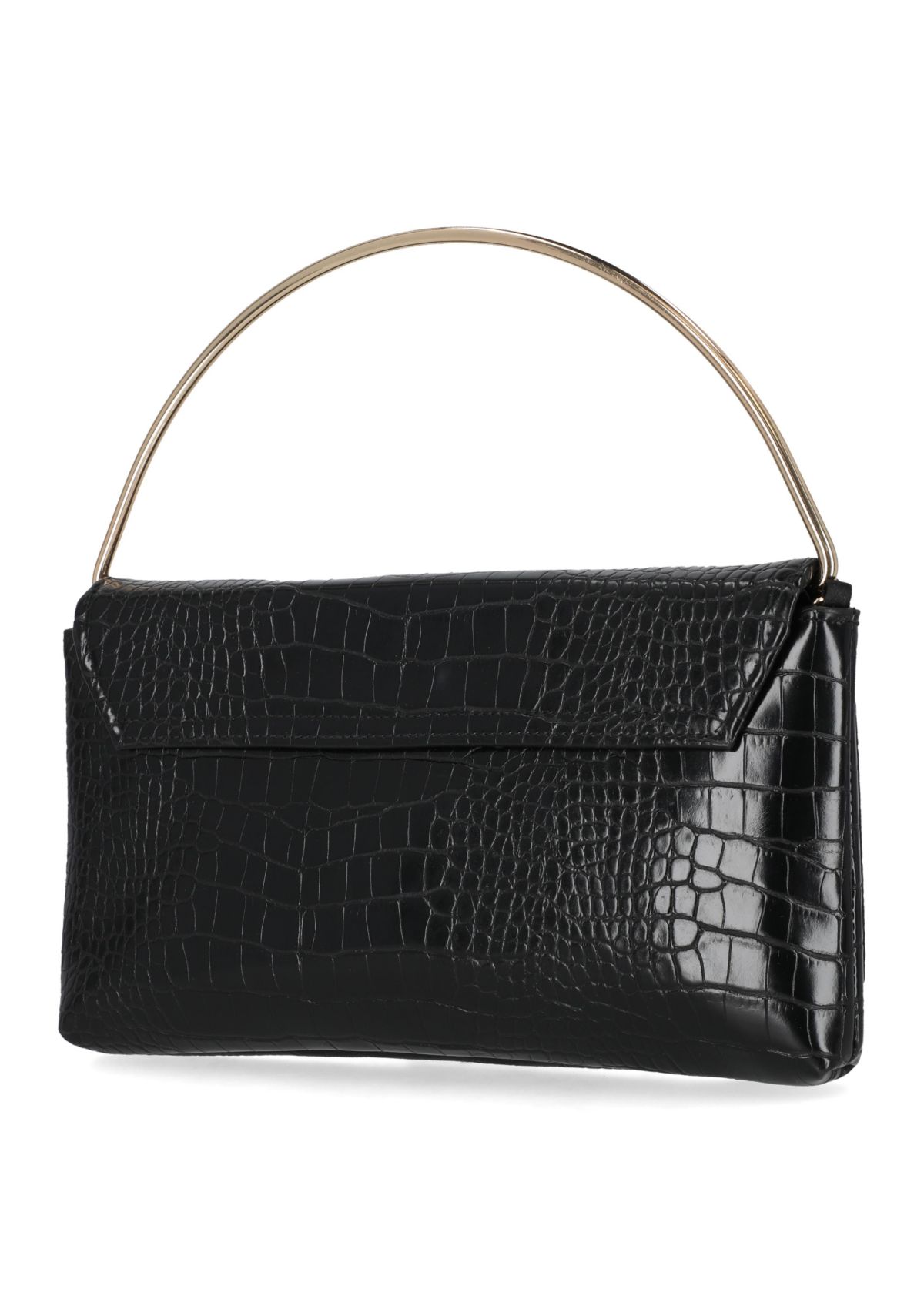Isa Croco Top Handle Flap Clutch
