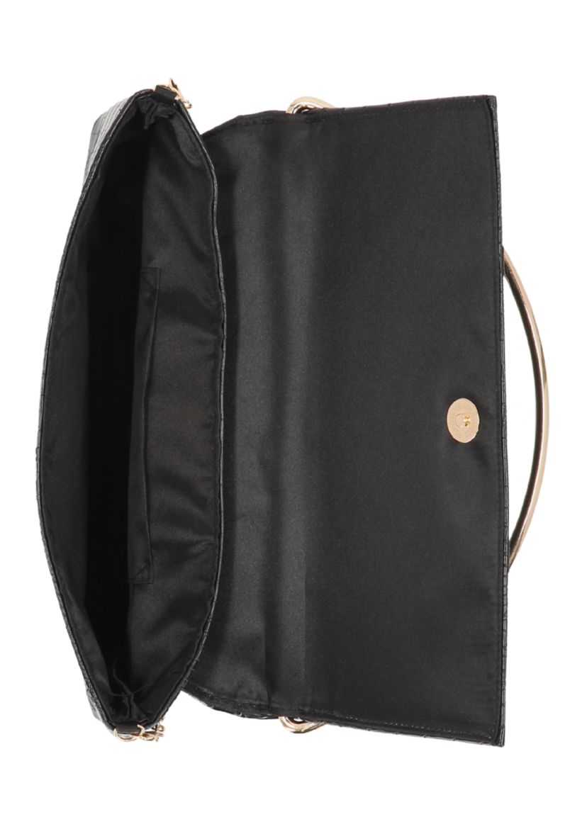 Isa Croco Top Handle Flap Clutch