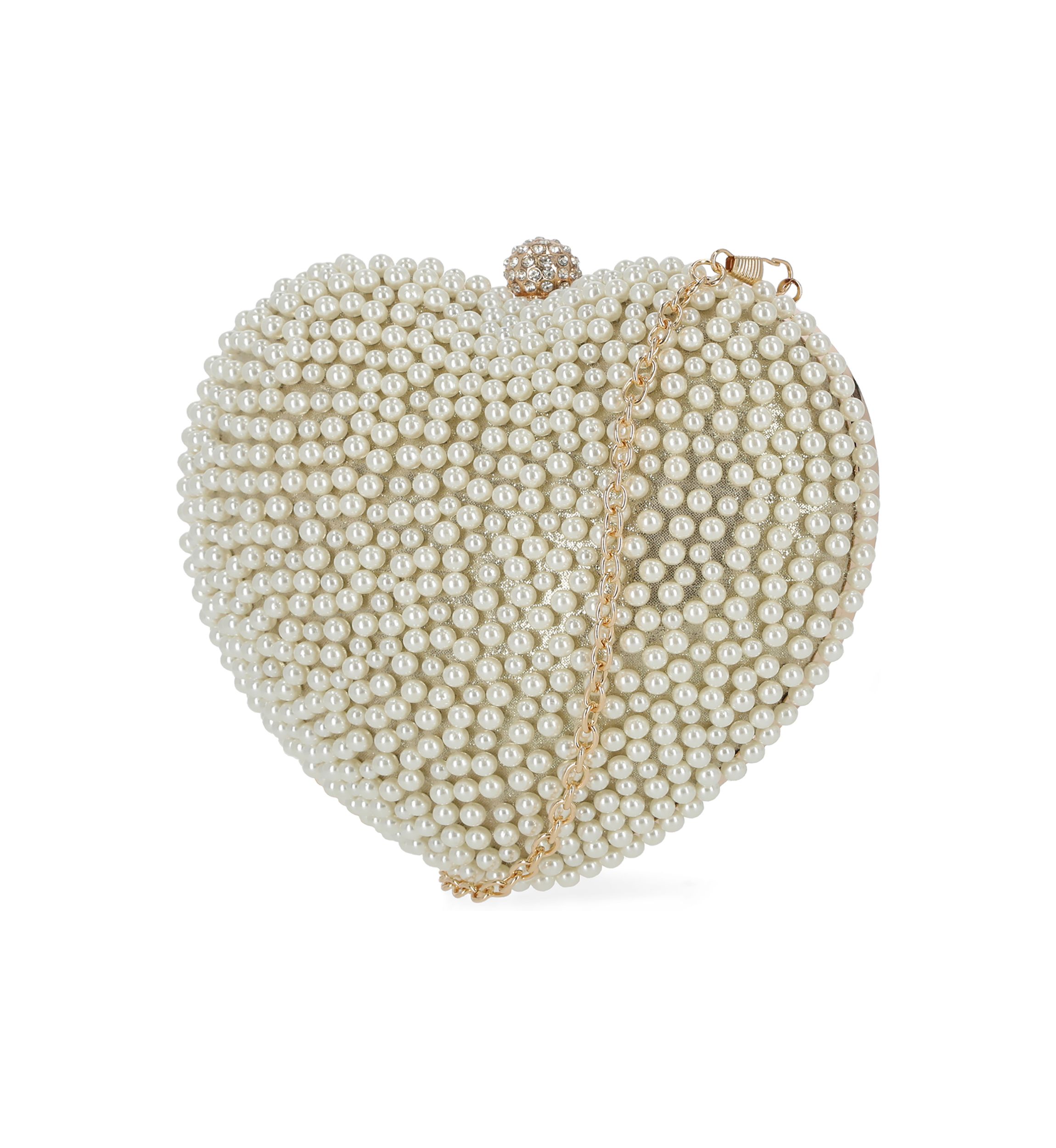 Gail Pearl Heart Shape Minaudière Crossbody