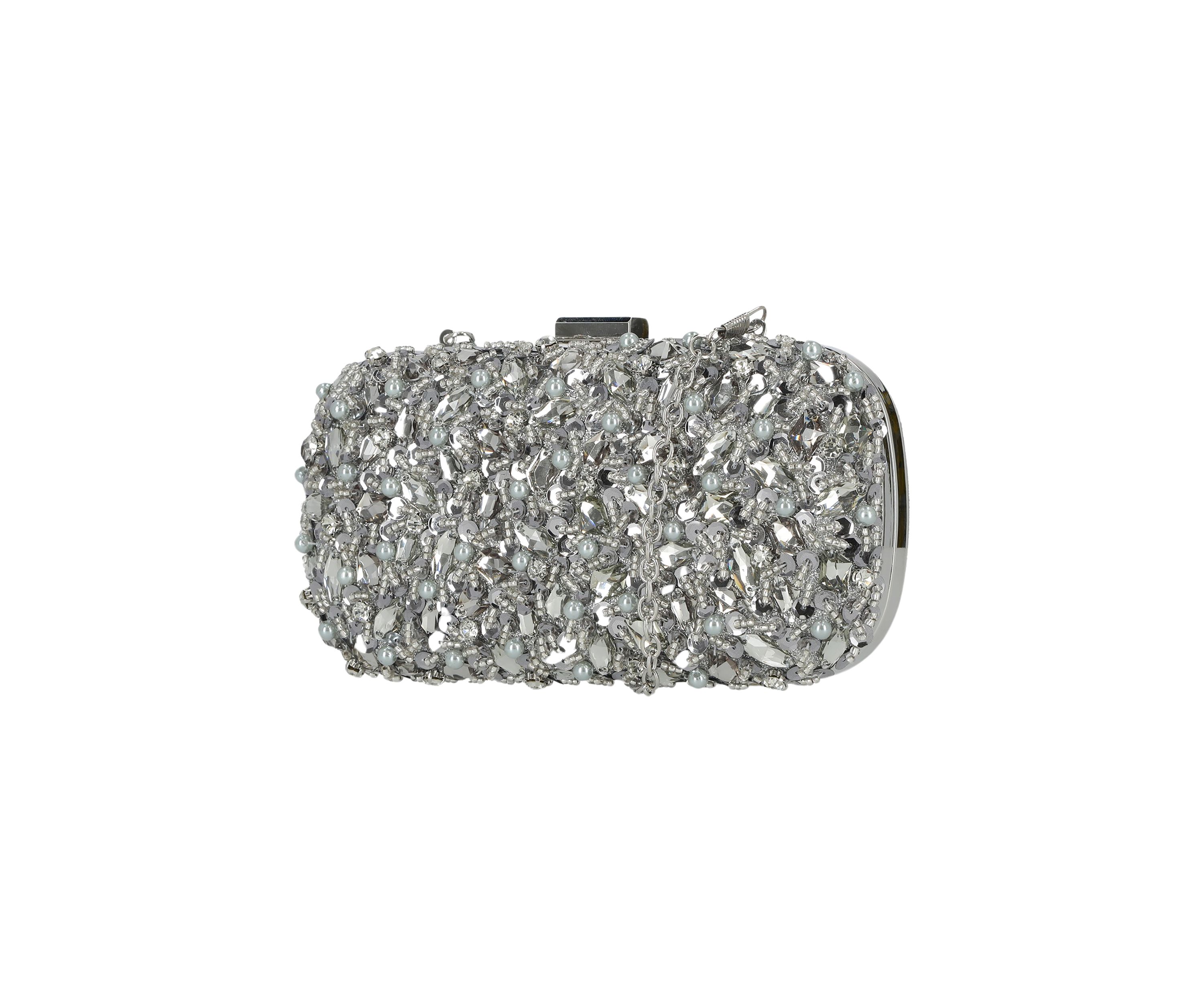 Janielle Confetti Beading Minaudière Clutch