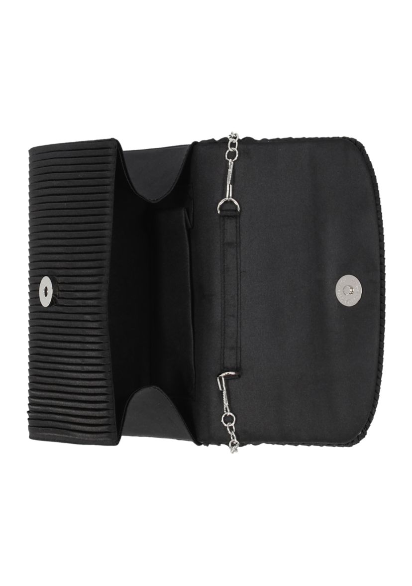 Lori Flap Brooch Pleated Satin Clutch
