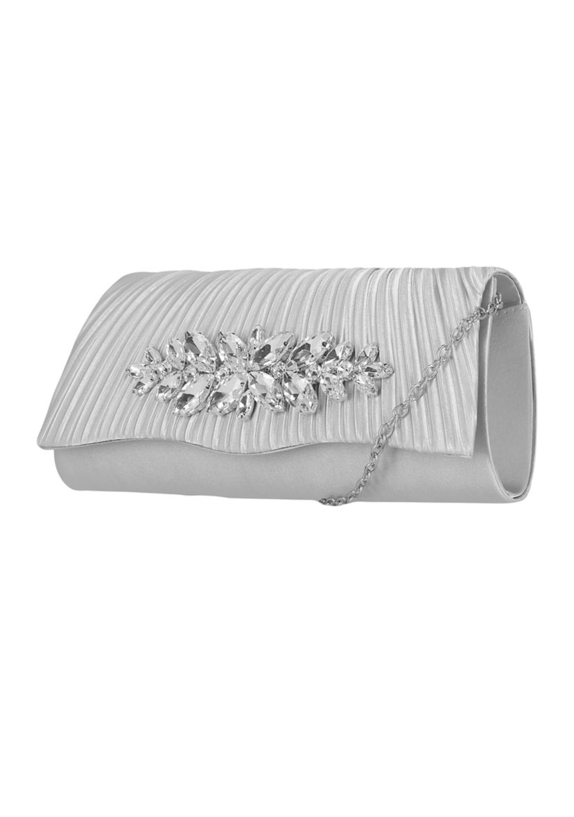 Aria - Brooch Flap Satin Clutch