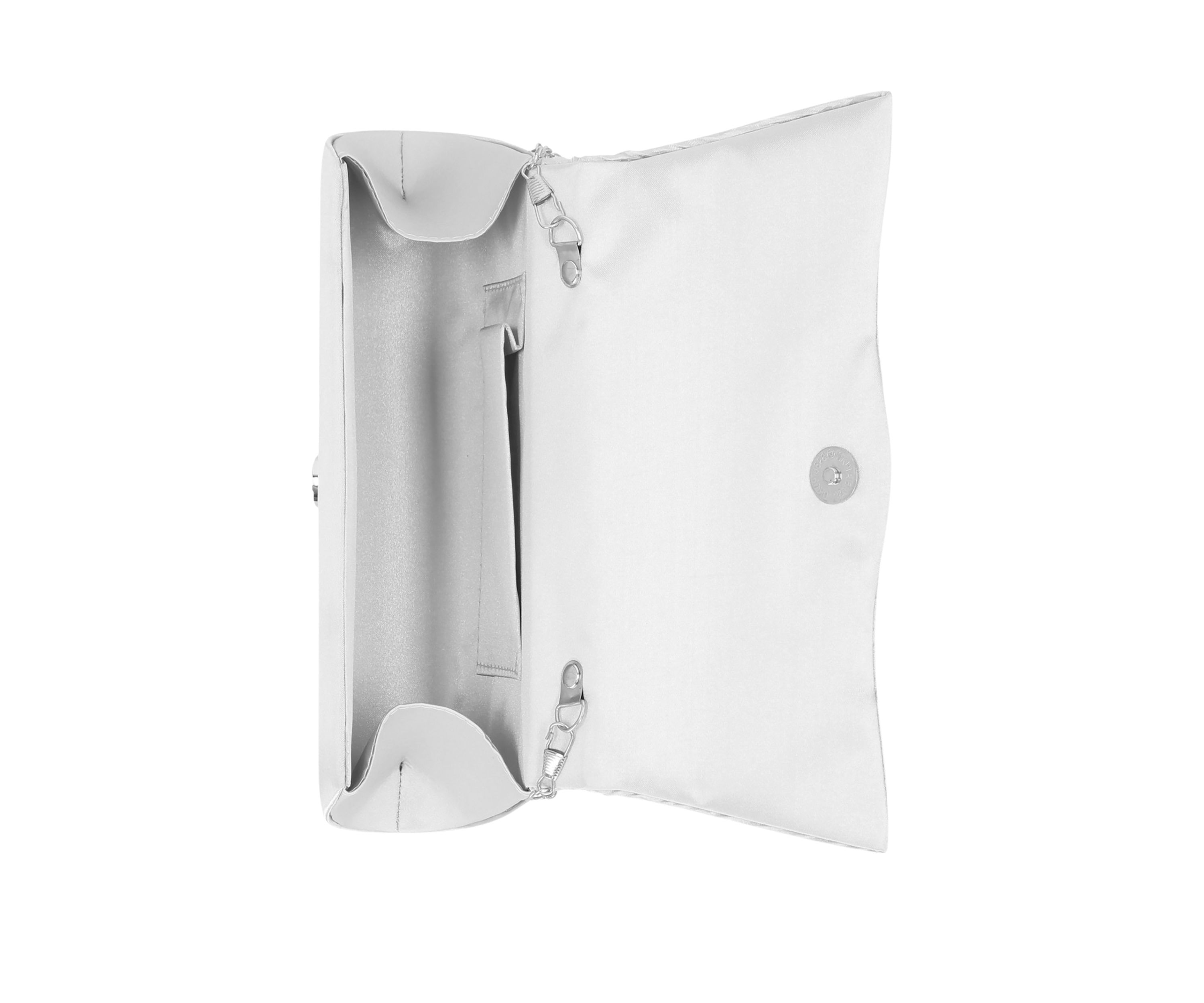 Aria - Brooch Flap Satin Clutch