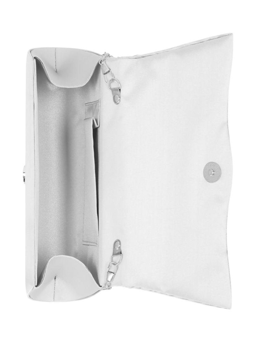 Aria - Brooch Flap Satin Clutch