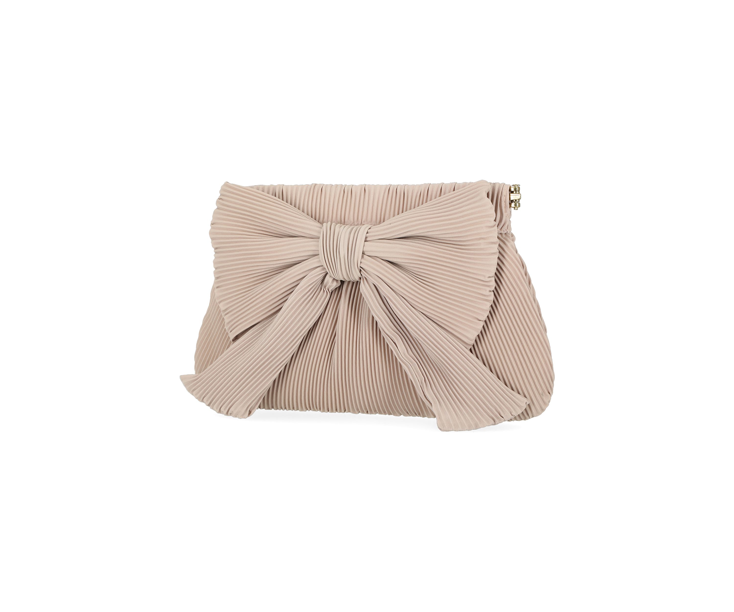 Vivienne - Pleated Crepe Bow Clutch