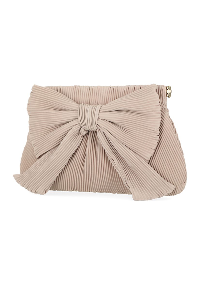 Vivienne - Pleated Crepe Bow Clutch