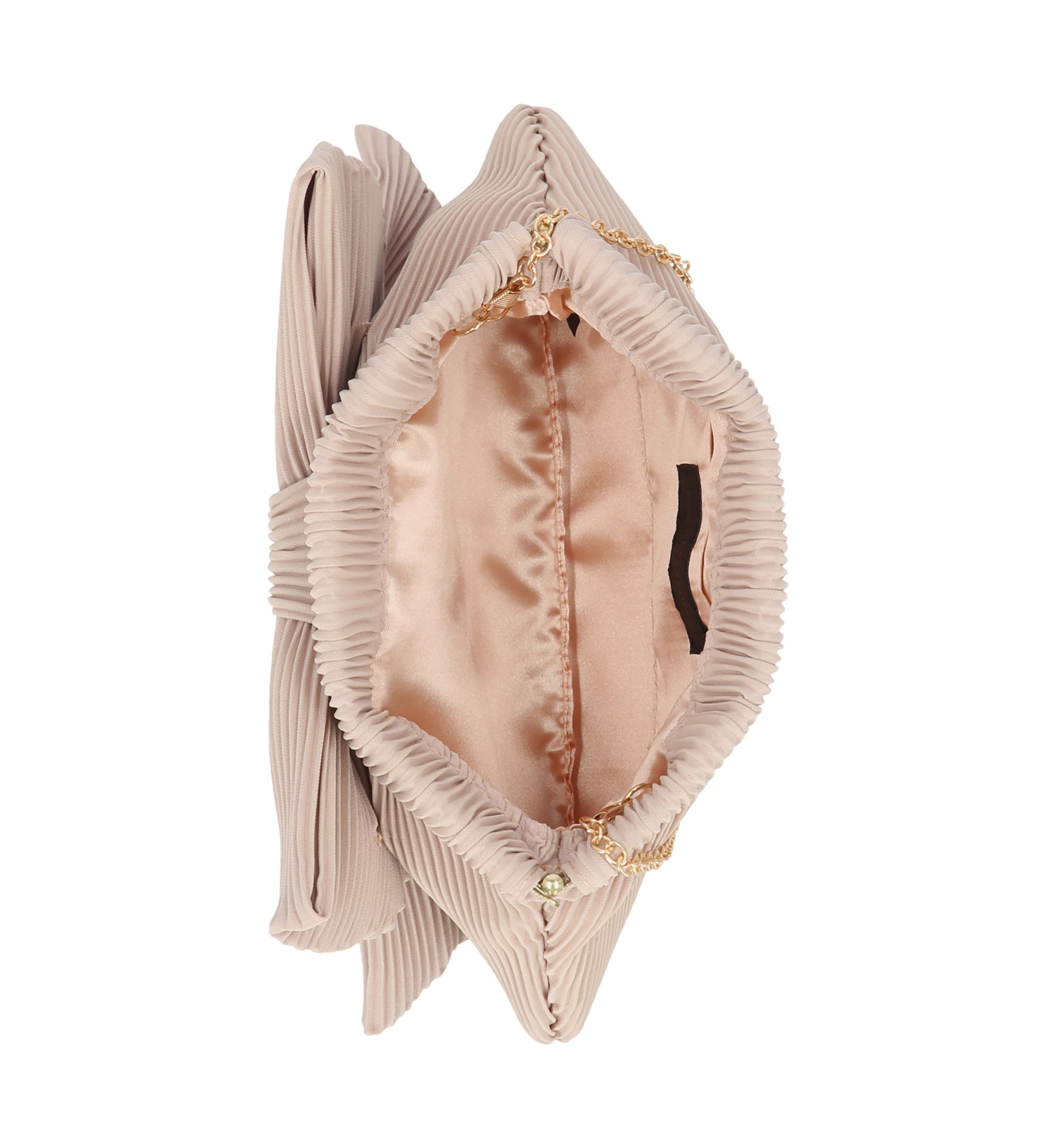 Vivienne - Pleated Crepe Bow Clutch