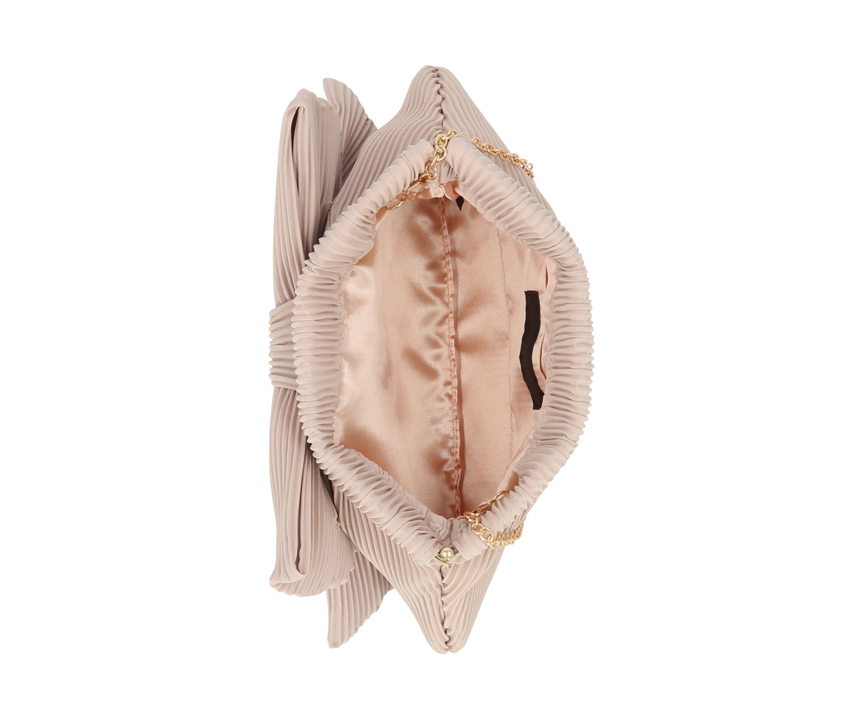 Vivienne - Pleated Crepe Bow Clutch