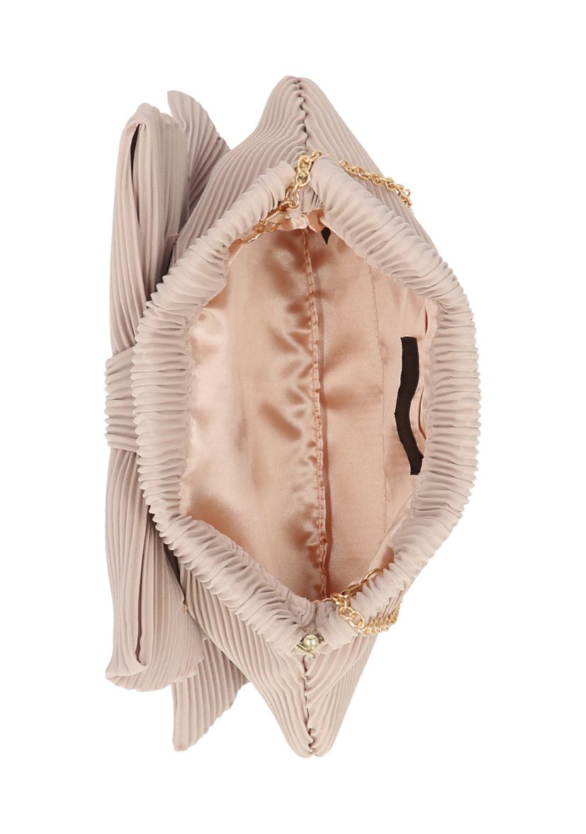 Vivienne - Pleated Crepe Bow Clutch