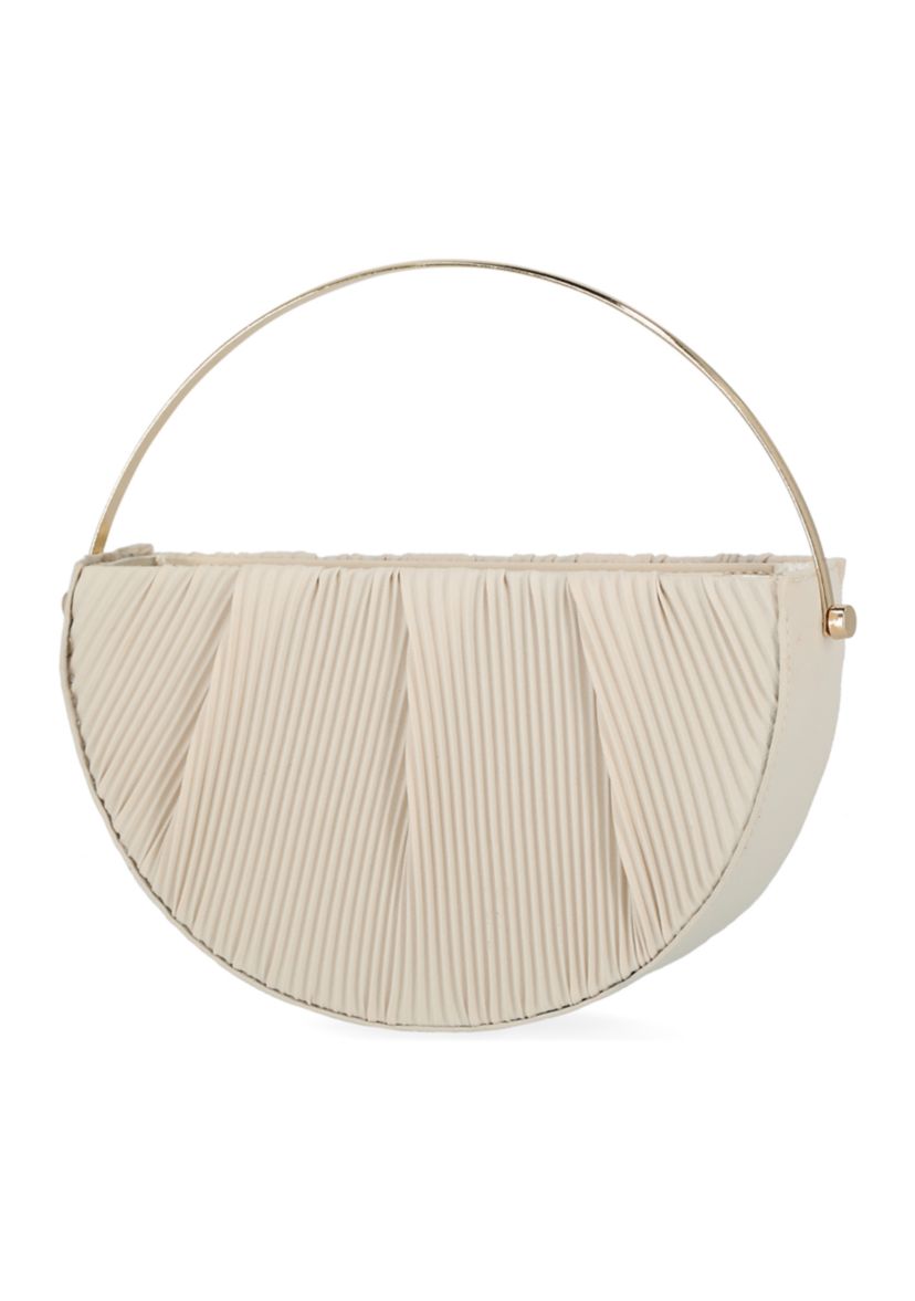Devin - Pleated Crepe Metal Handle Bag