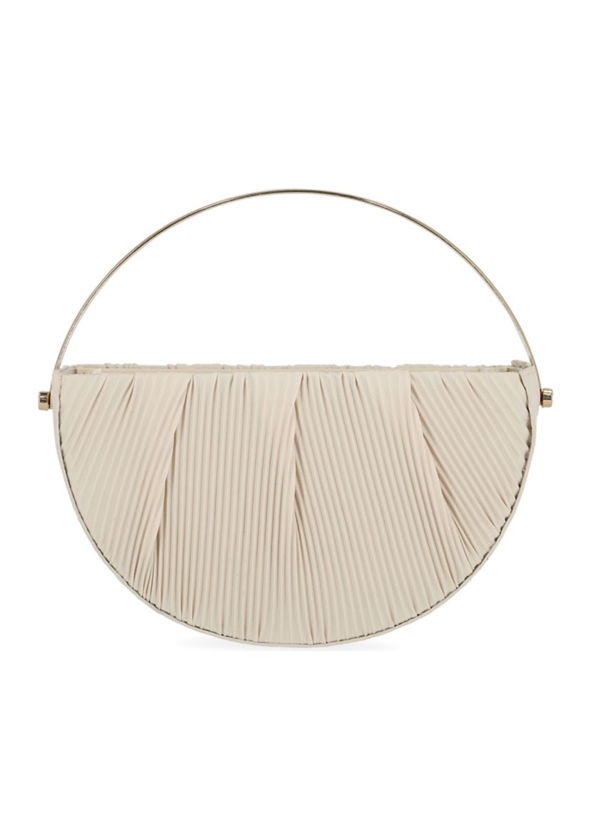 Devin - Pleated Crepe Metal Handle Bag