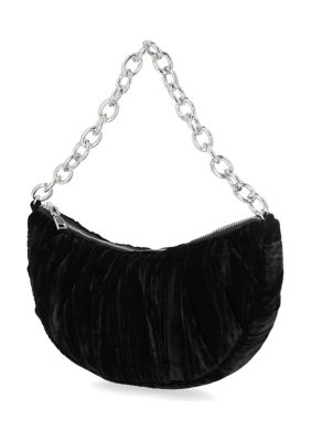 Maya - Crushed Velvet Half Moon Shape Hobo Bag