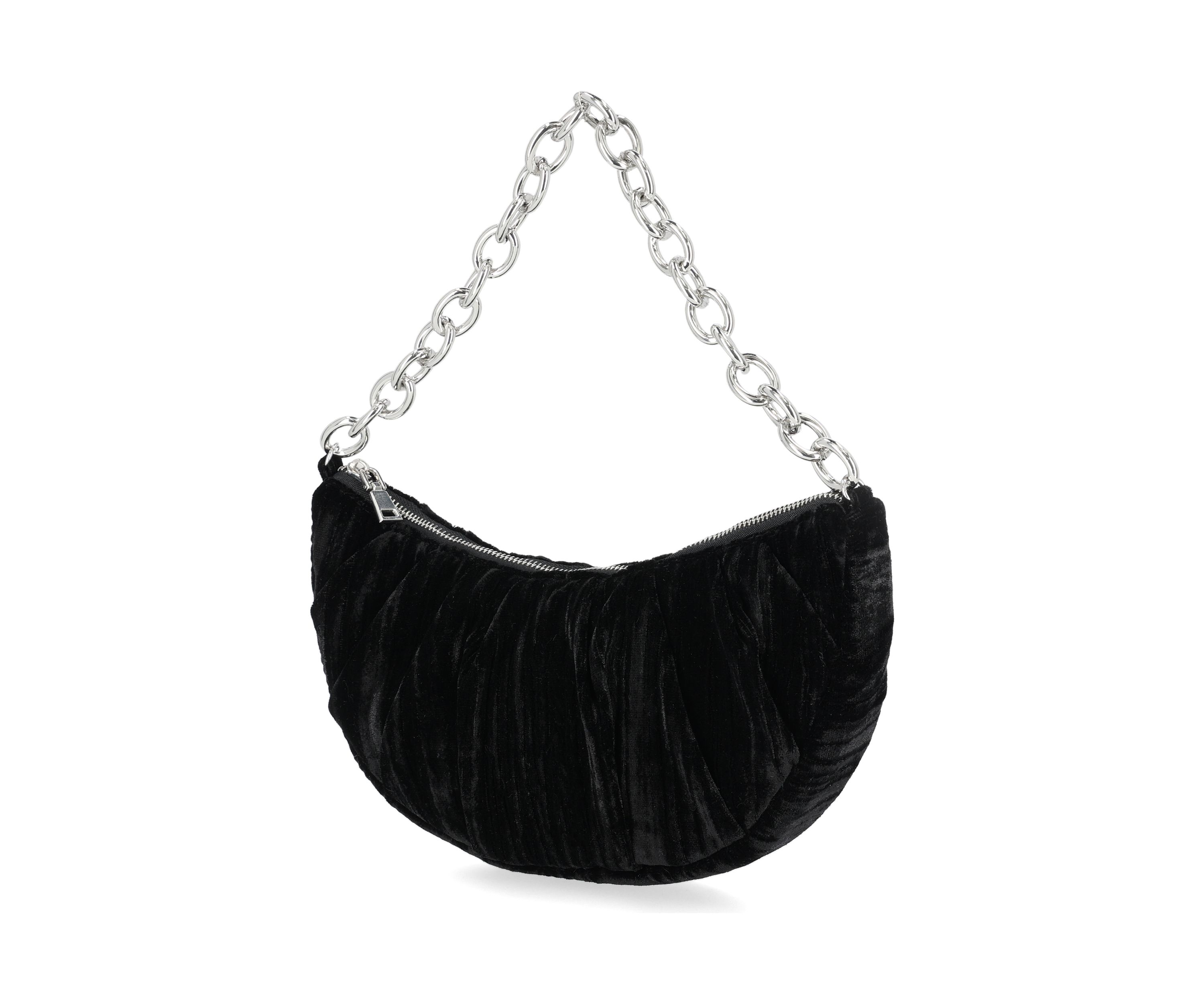 Maya - Crushed Velvet Half Moon Shape Hobo Bag