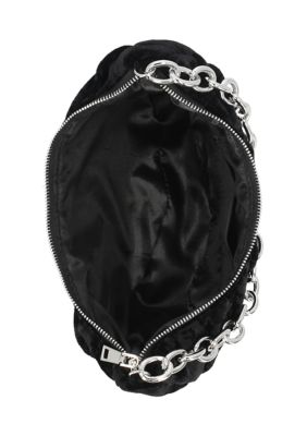 Maya - Crushed Velvet Half Moon Shape Hobo Bag