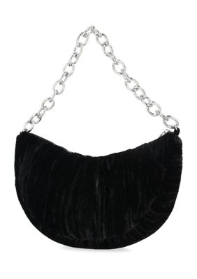 Maya - Crushed Velvet Half Moon Shape Hobo Bag