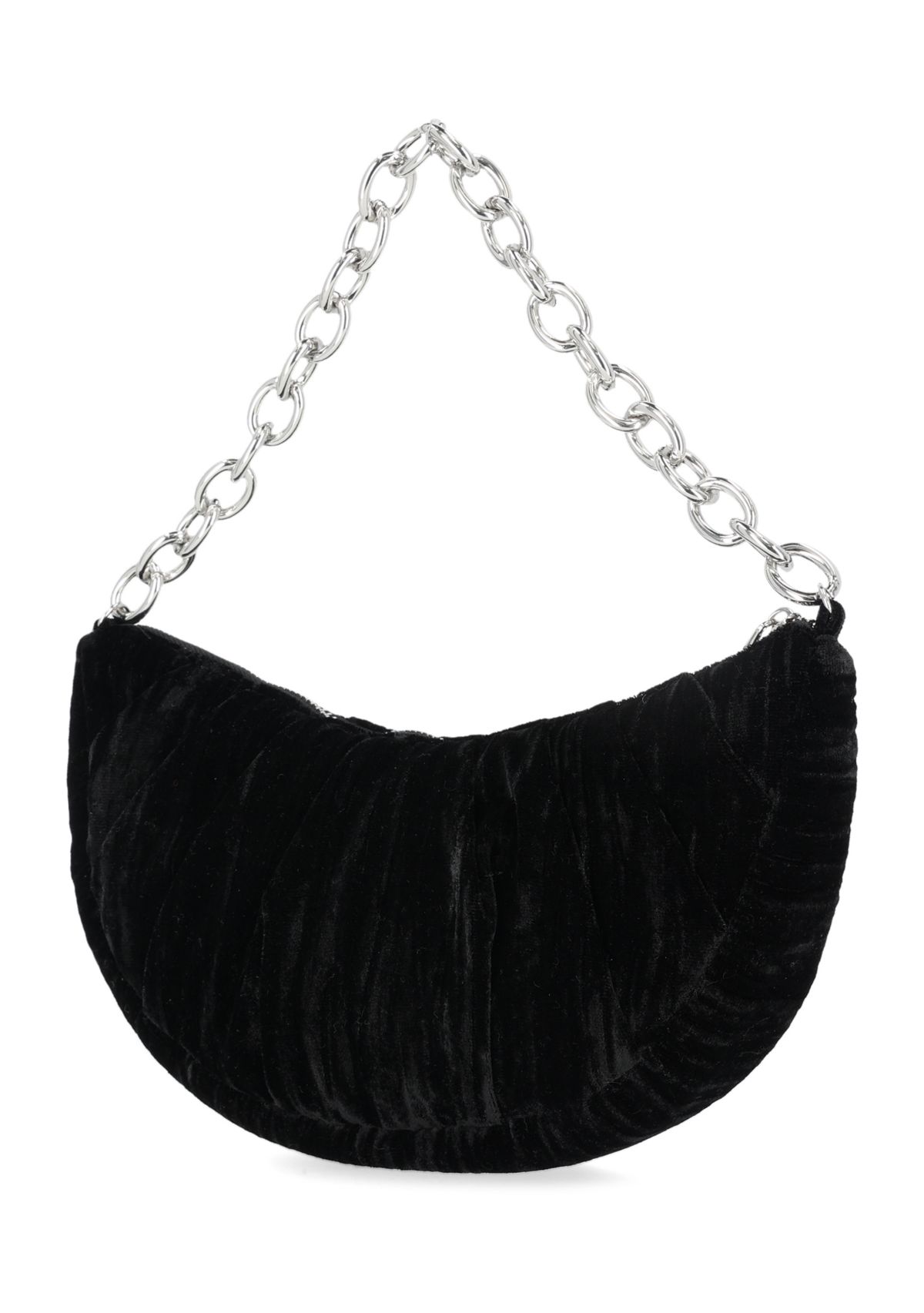 Maya - Crushed Velvet Half Moon Shape Hobo Bag
