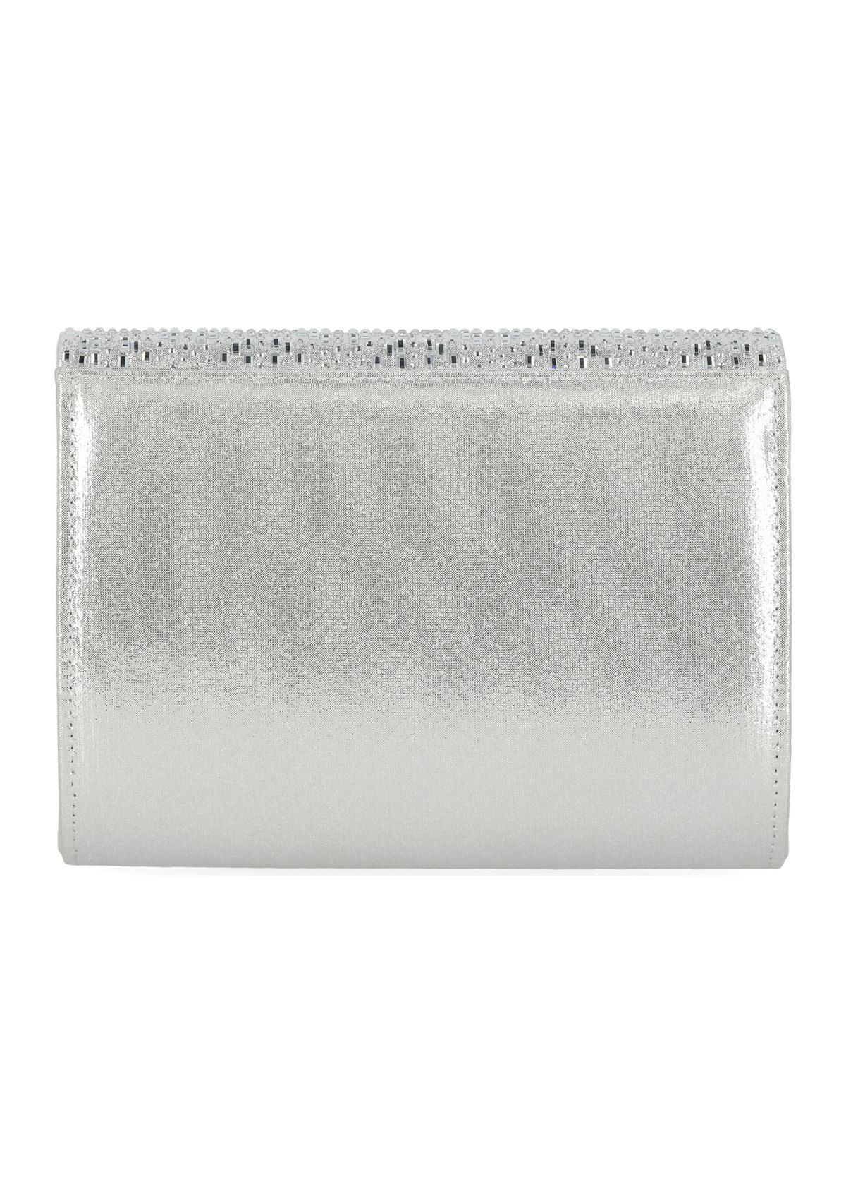 Mandi - Soft Shine Flap Clutch with Stone Pattern Flap