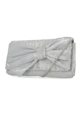 Everett - Pleated Metallic Bow Clutch