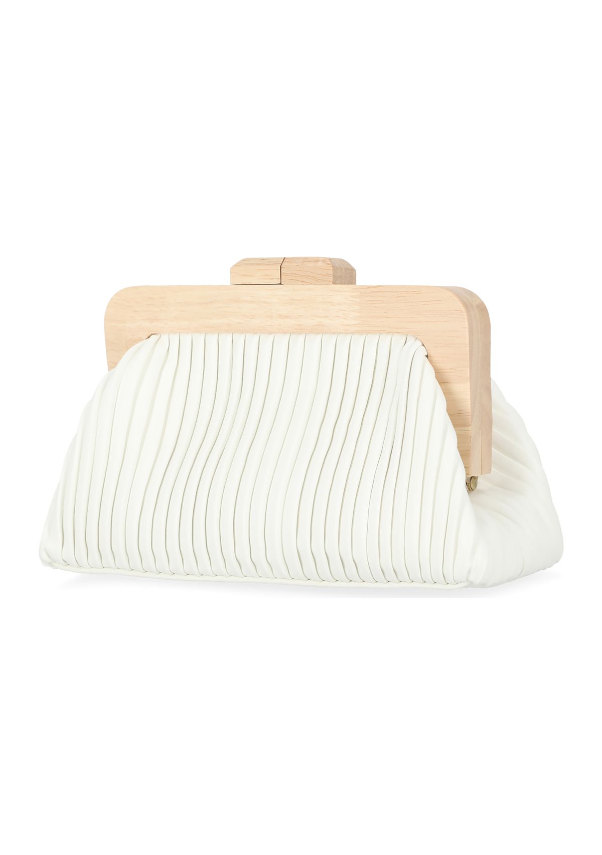 Shae - Soft Pleated Wooden Handle Clutch