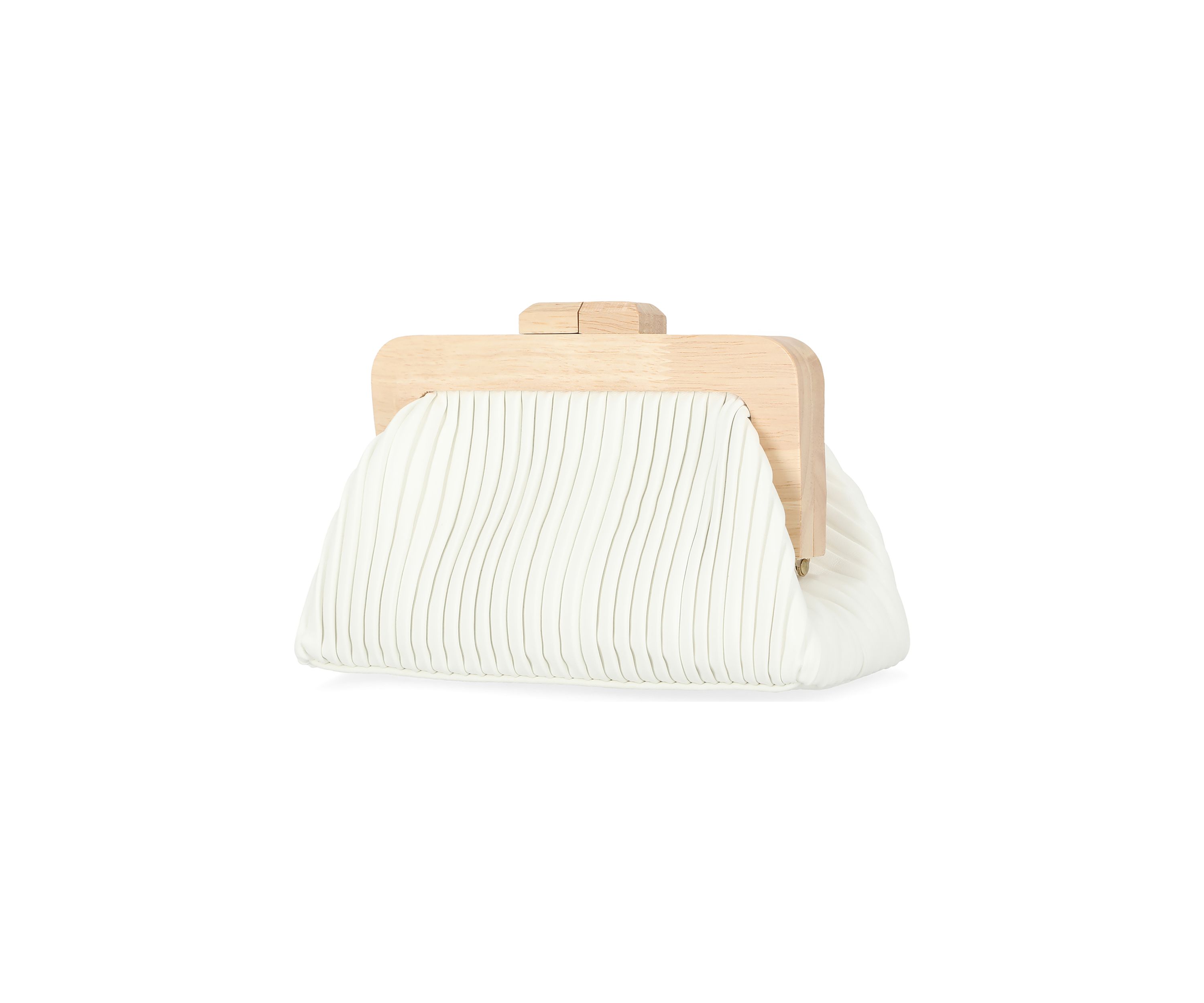 Shae - Soft Pleated Wooden Handle Clutch