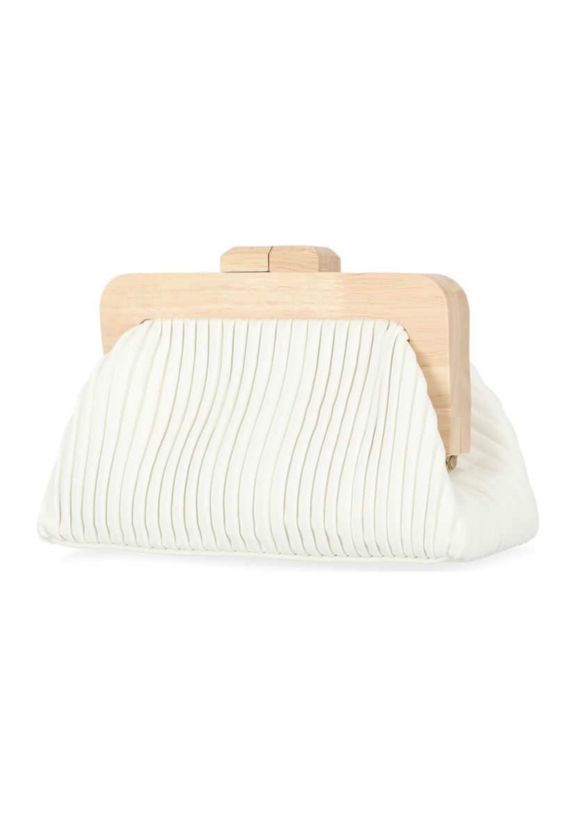 Shae - Soft Pleated Wooden Handle Clutch