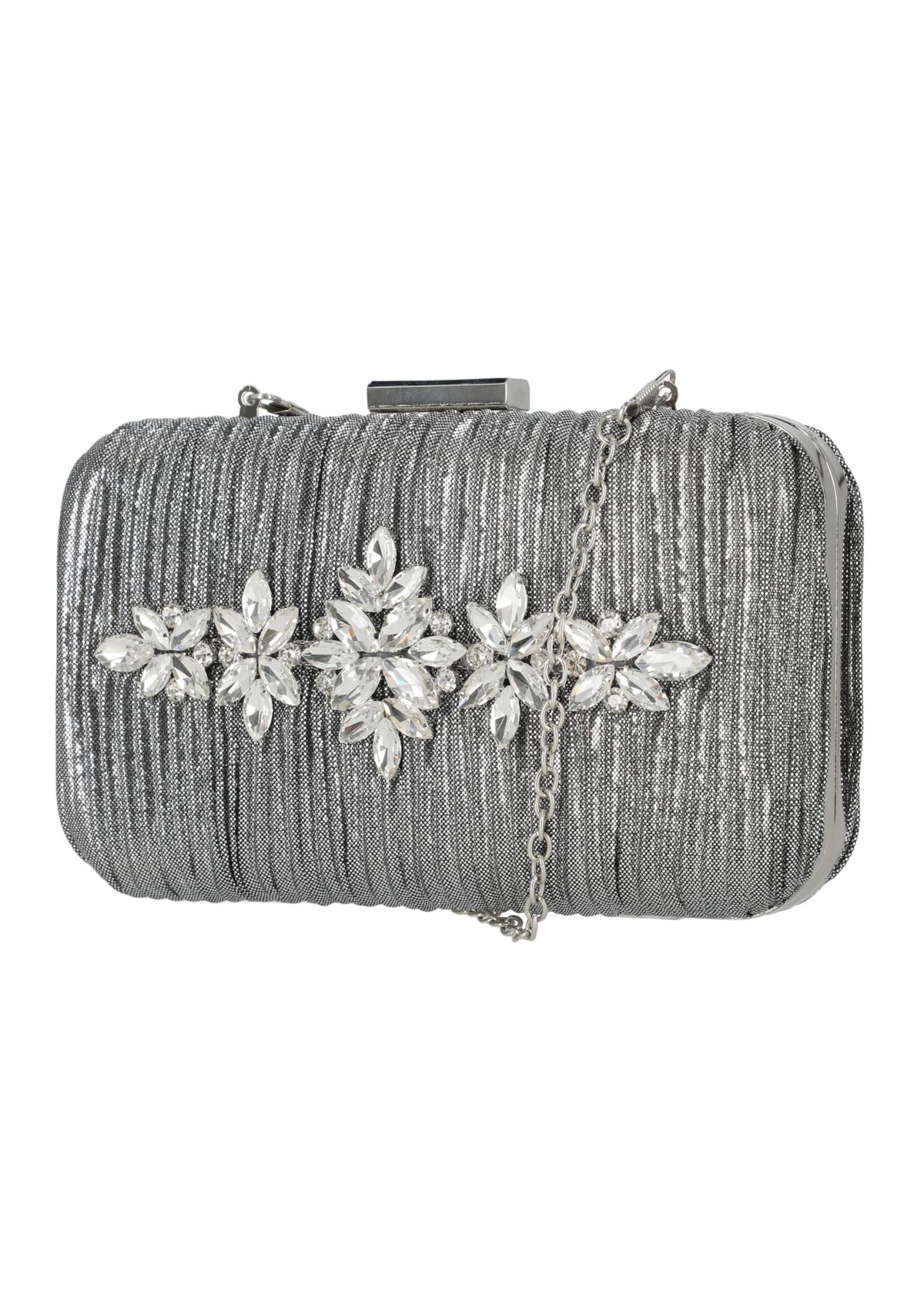 Sabrina Pleated Metallic Minaudiere Clutch