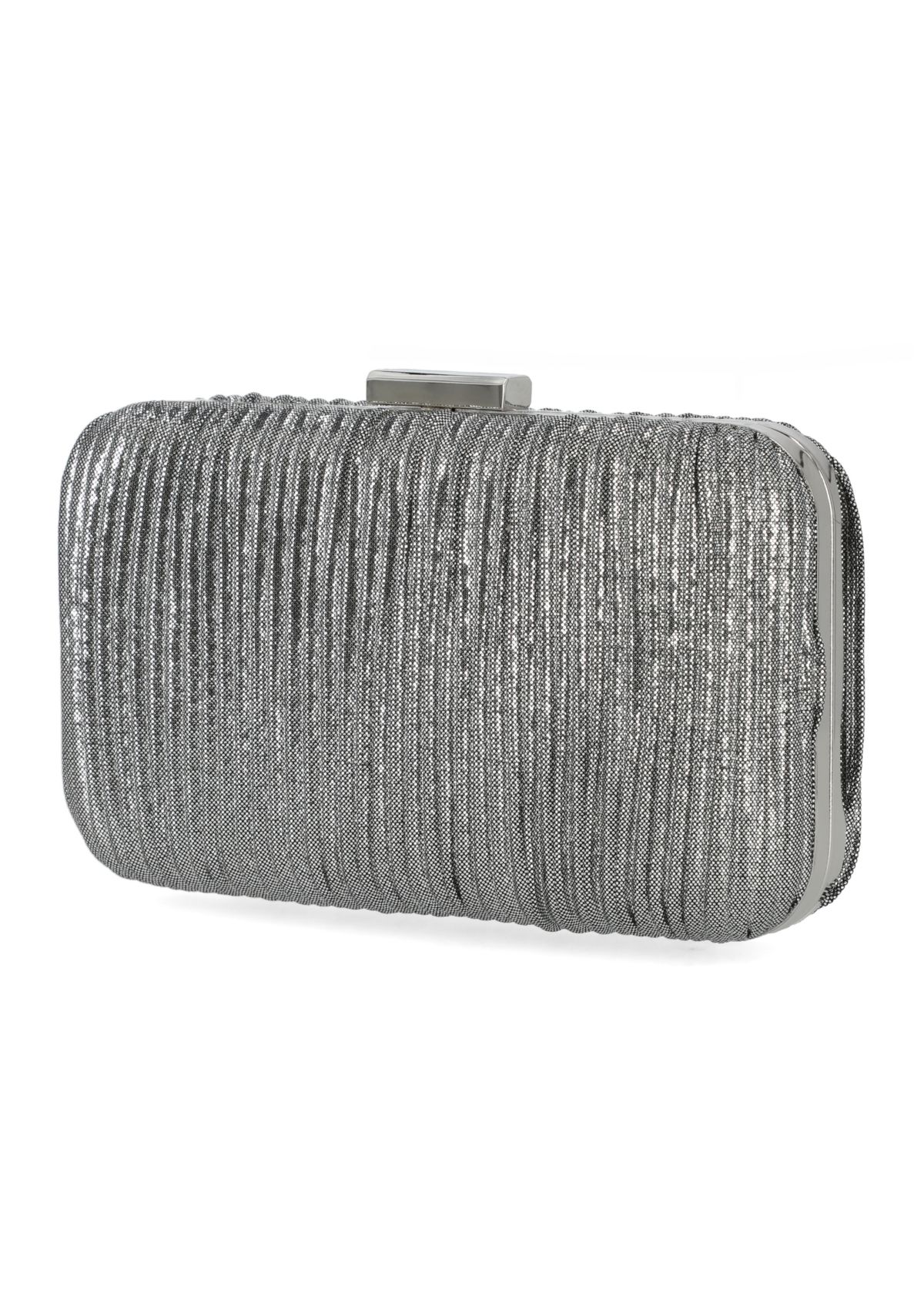 Sabrina Pleated Metallic Minaudiere Clutch
