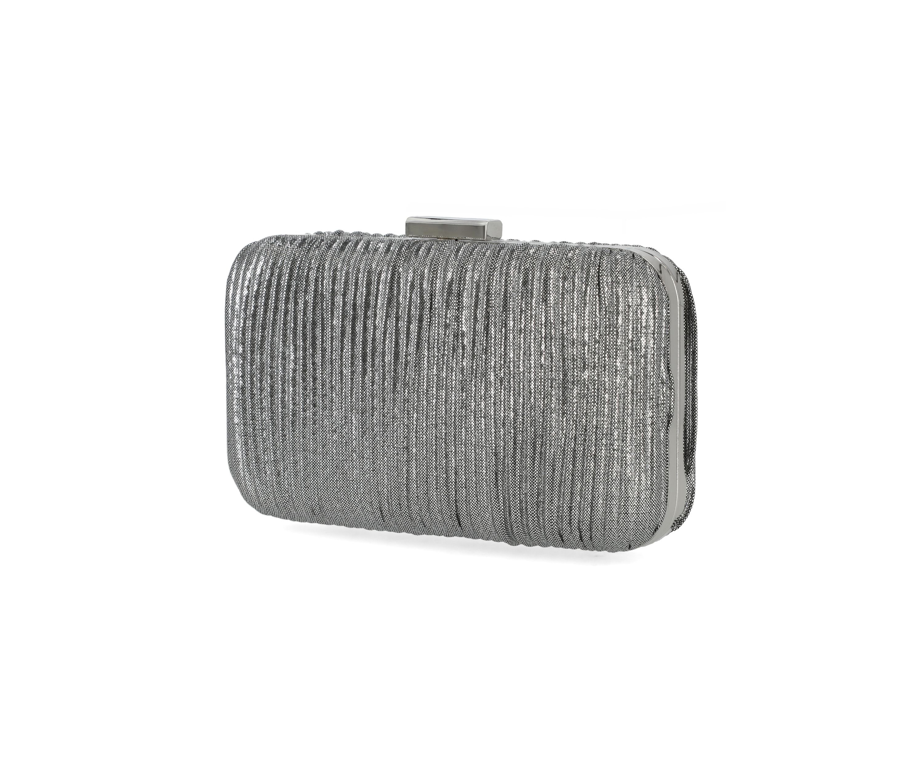 Sabrina Pleated Metallic Minaudiere Clutch
