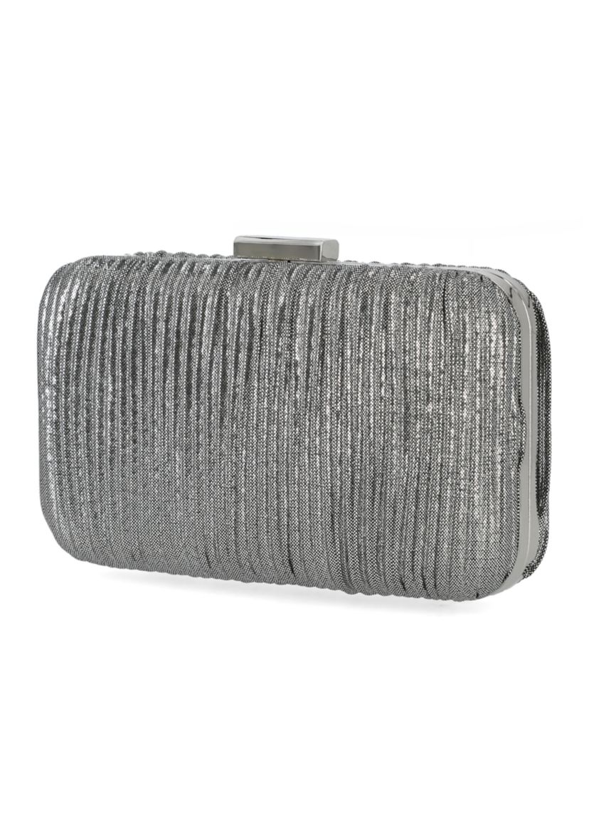 Sabrina Pleated Metallic Minaudiere Clutch