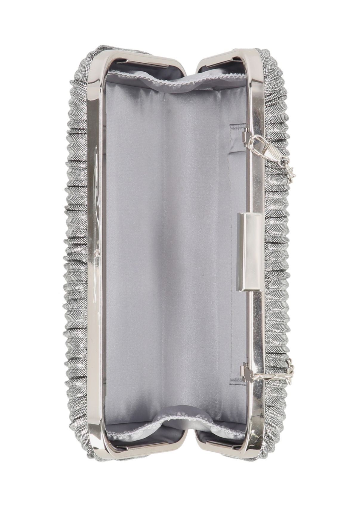 Sabrina Pleated Metallic Minaudiere Clutch