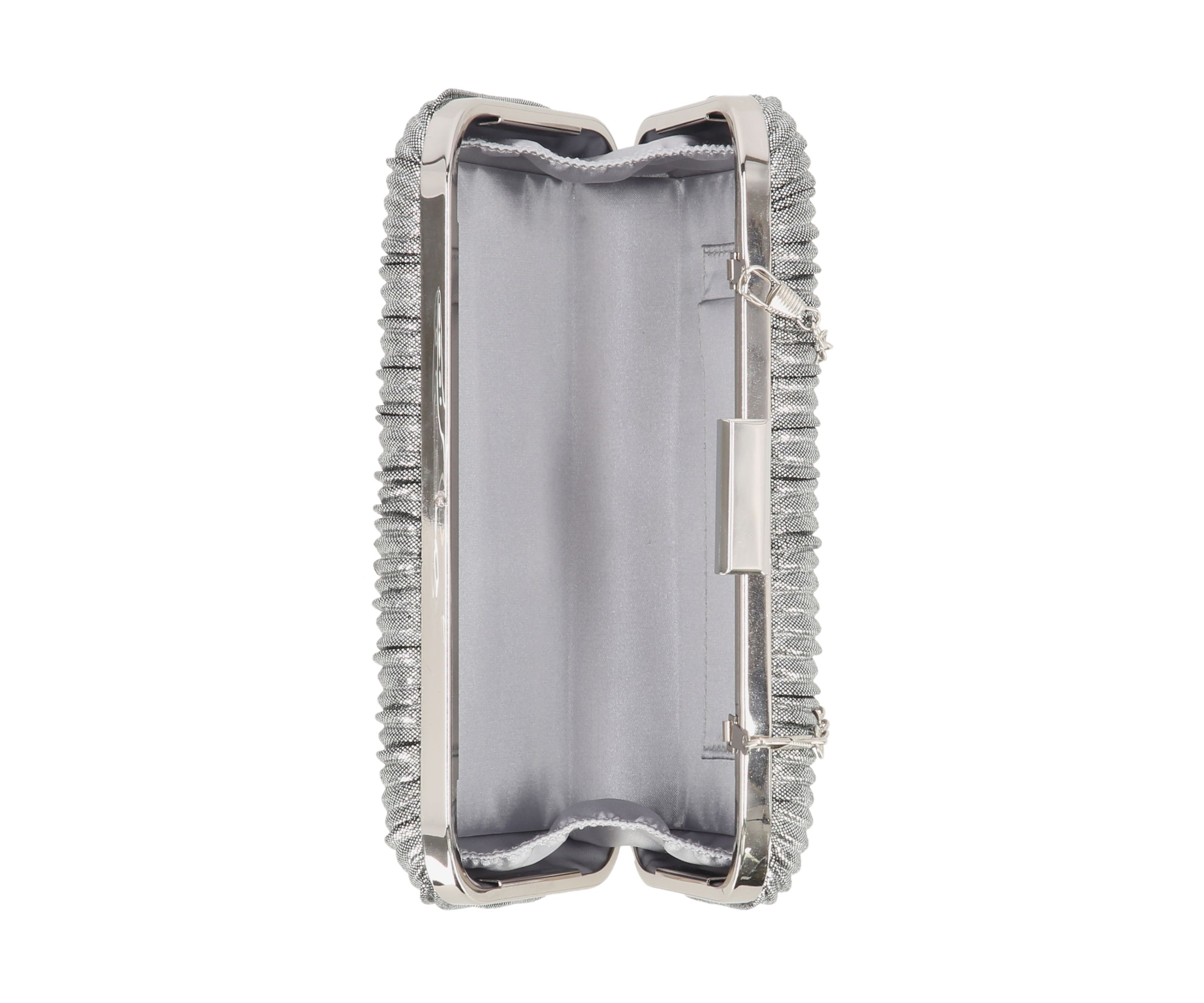 Sabrina Pleated Metallic Minaudiere Clutch