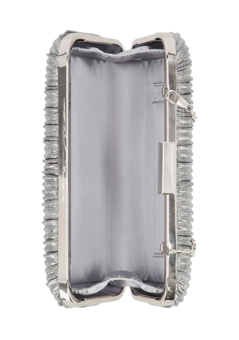 Sabrina Pleated Metallic Minaudiere Clutch