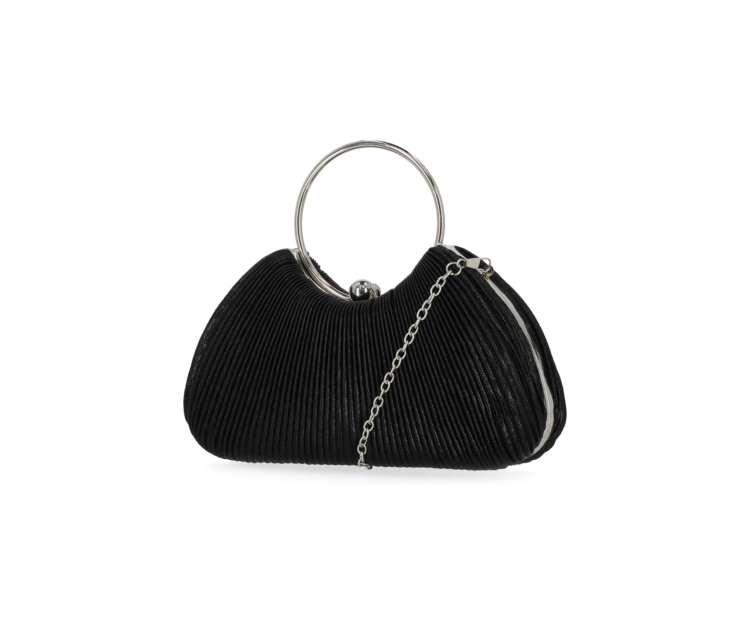 Josette - Pleated Metallic Ring Handle Bag