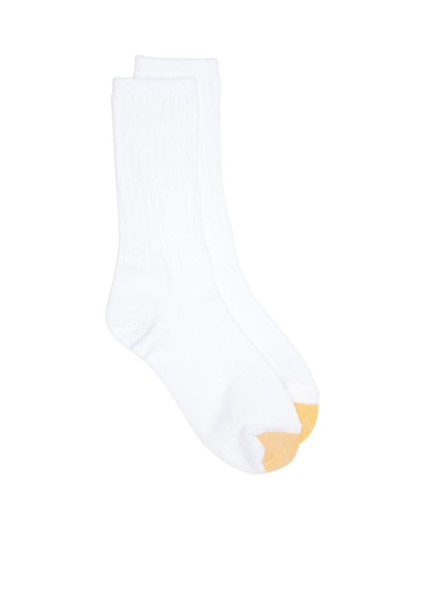 Gold Toe Women's Ribbed Crew 6 Pack Socks - White