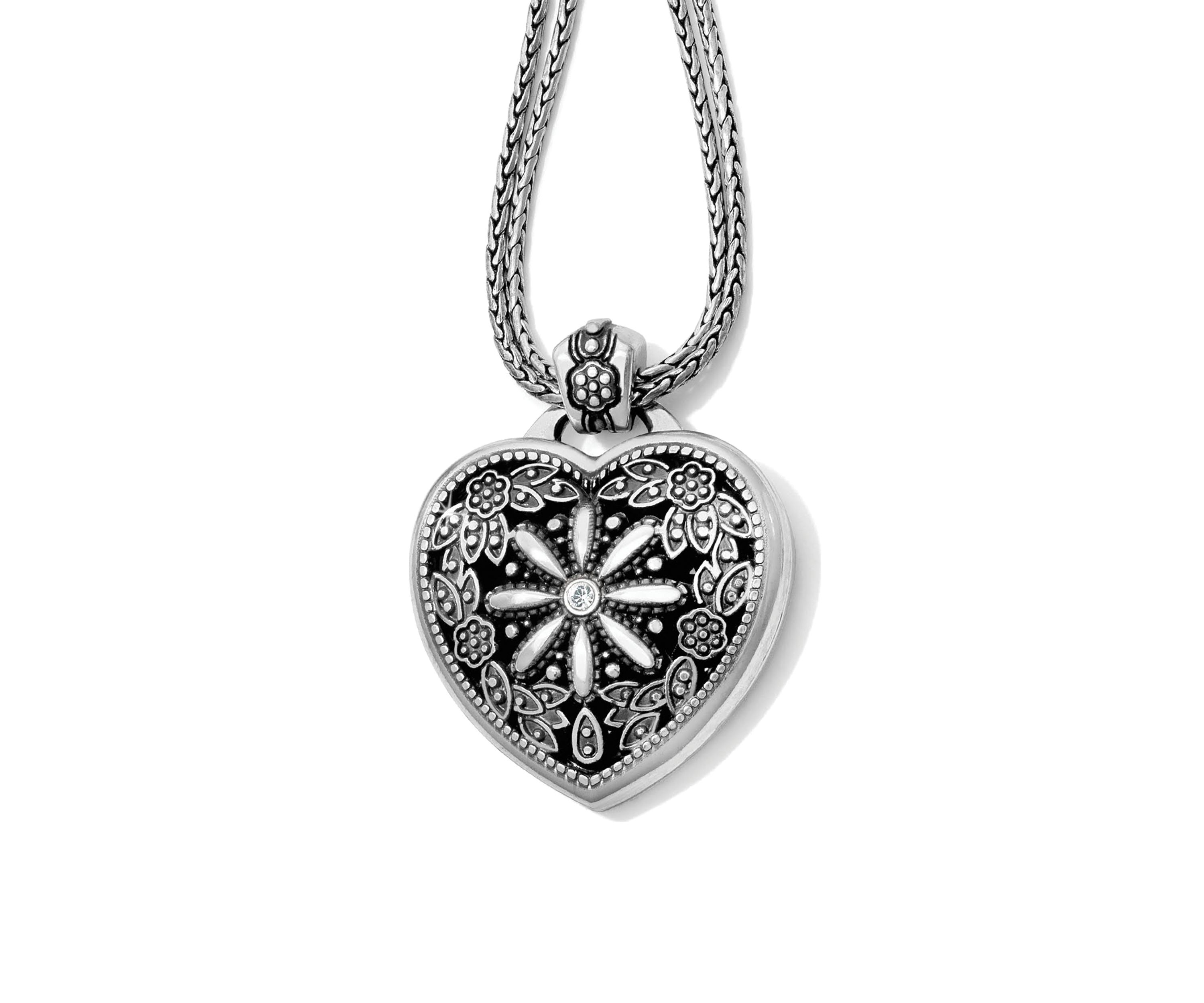 Floral Heart Locket Necklace
