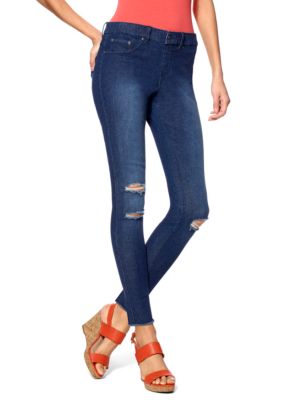 HUE® Ripped Knee Denim Leggings