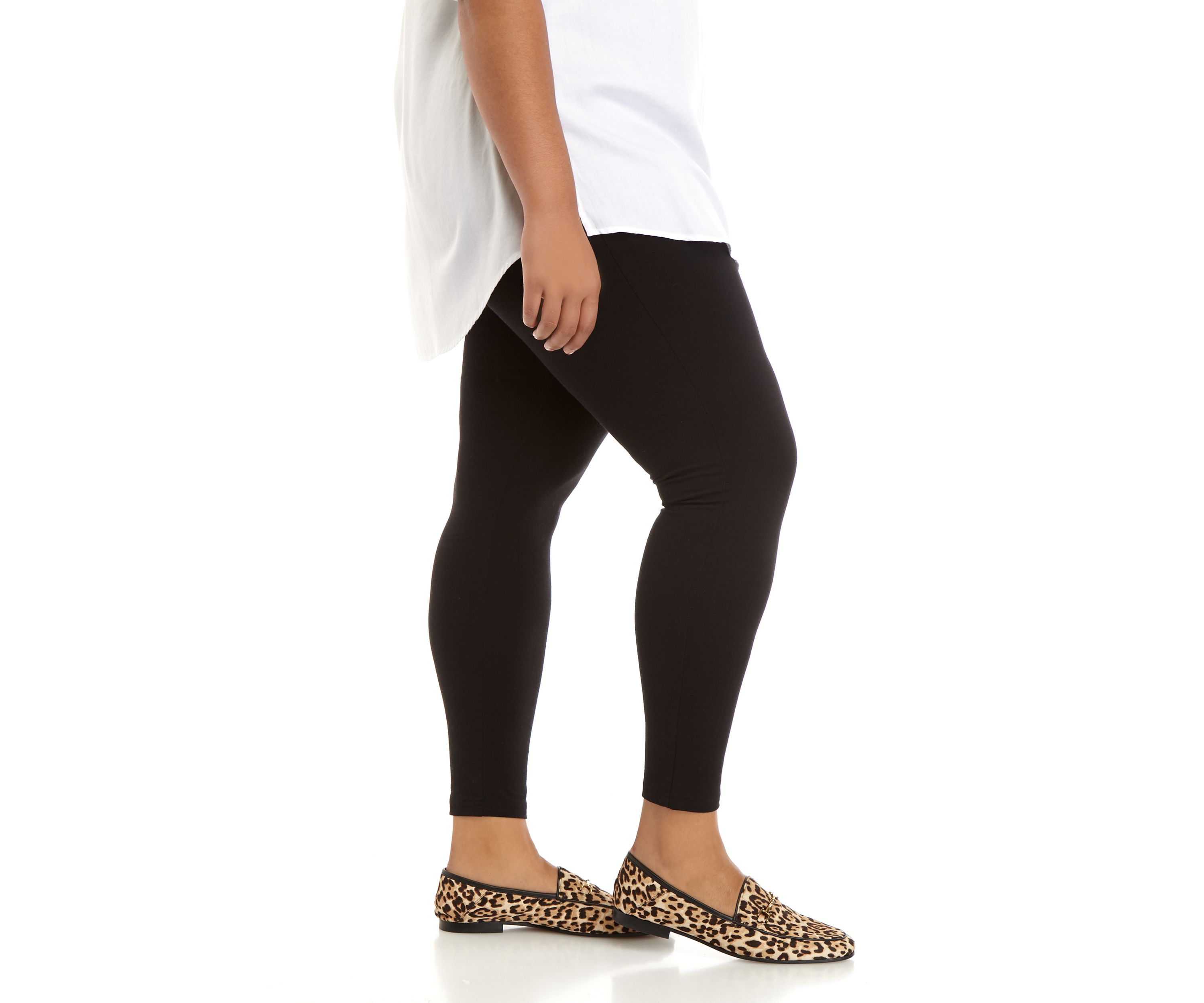 Womens Wide Waistband Blackout Cotton Leggings 