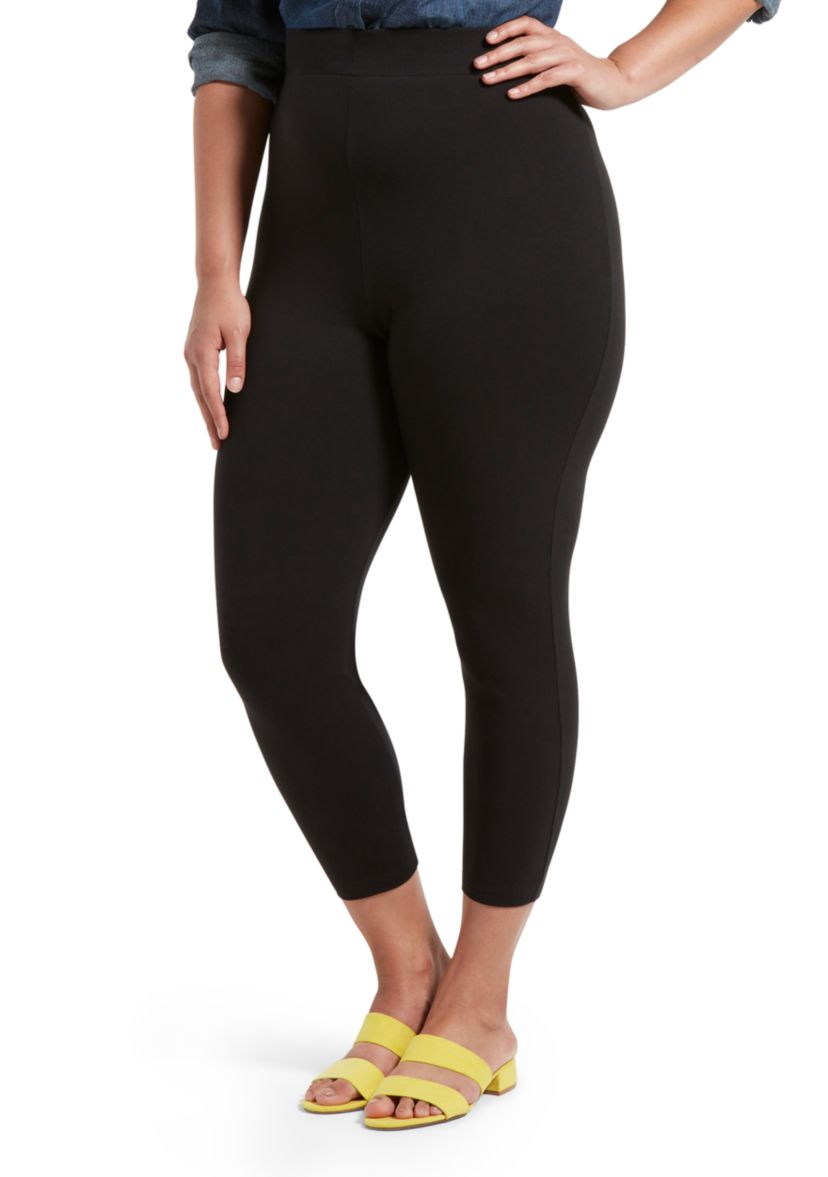 Plus Size Blackout Cotton Capri Leggings