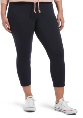 Plus Size Black Cotton Cropped Leggings