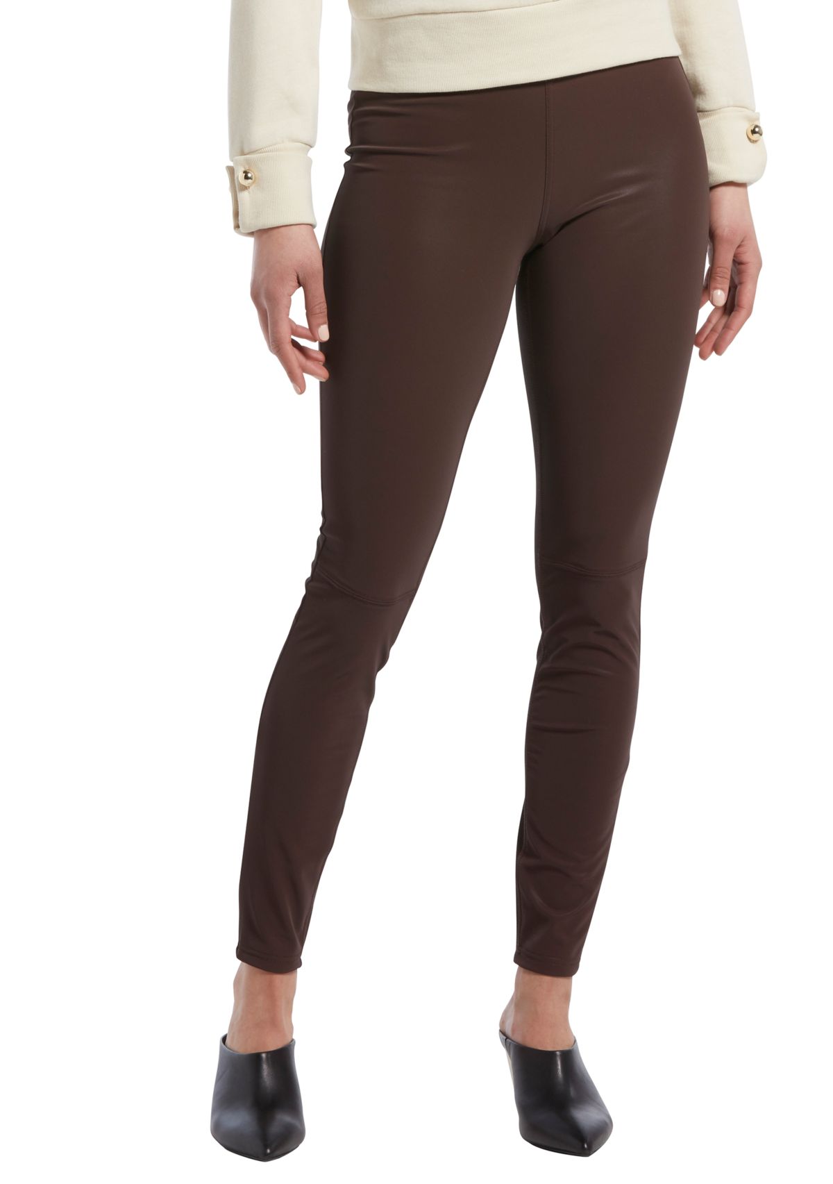 Womens Textured Faux Leather Leggings