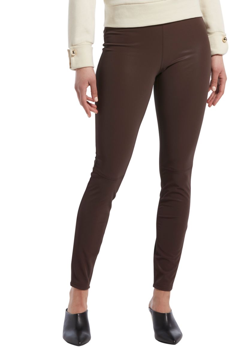 Womens Textured Faux Leather Leggings