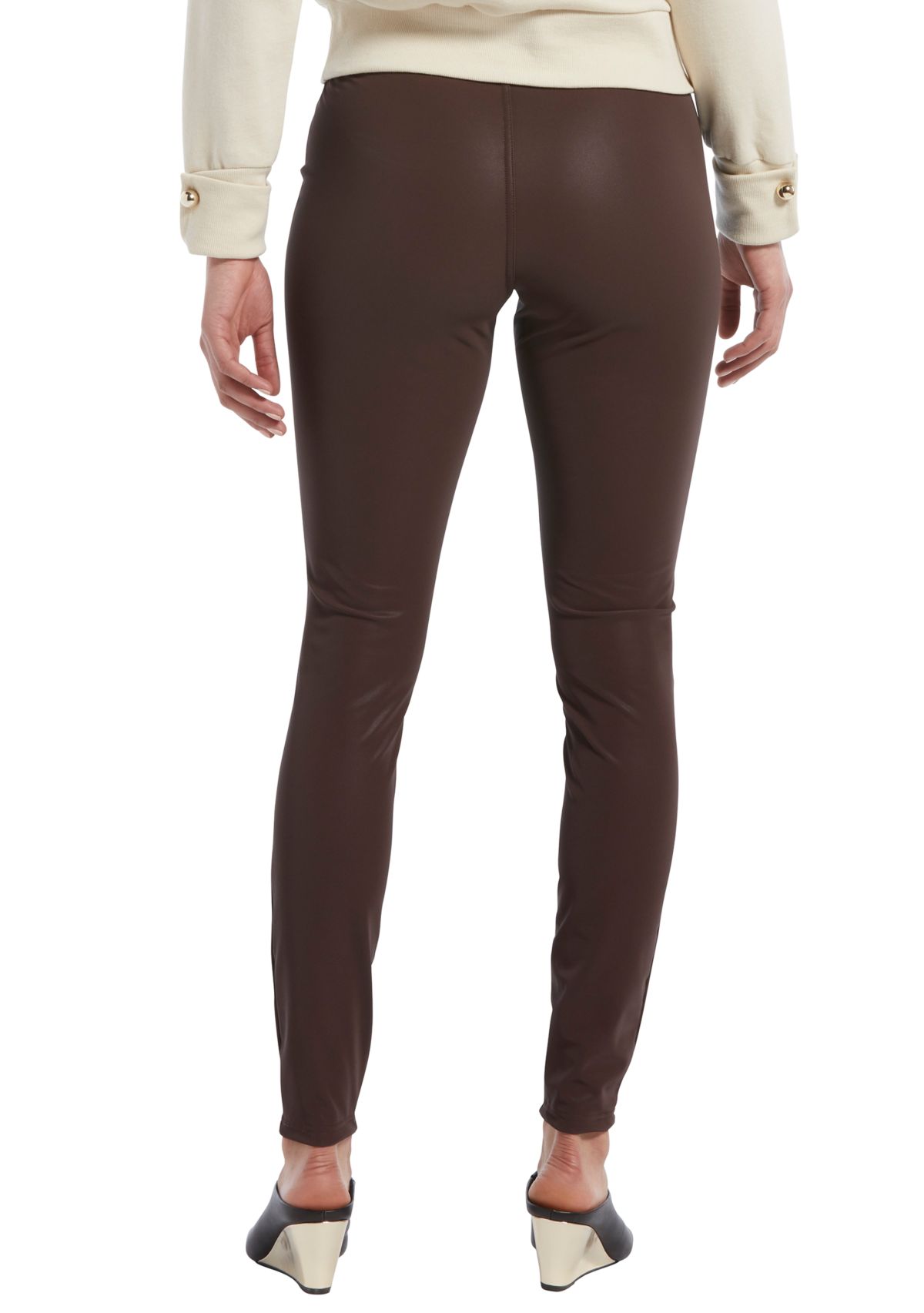 Womens Textured Faux Leather Leggings