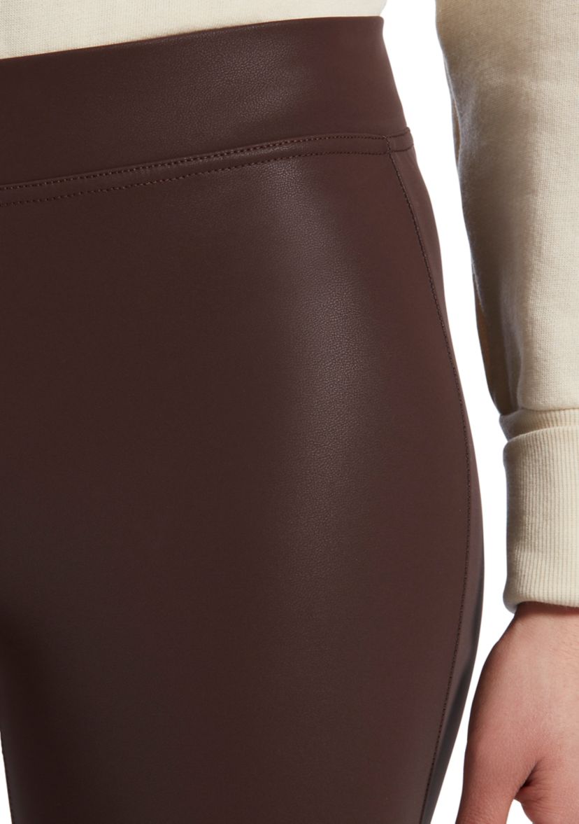Womens Textured Faux Leather Leggings