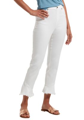 HUE® Women's Frilled Hem Ultra Soft Denim High Waist Skimmer Pants | belk