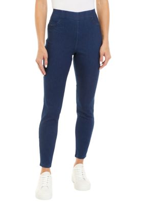 HUE Women's Ultra Soft High Waist Denim Leggings, Steely Blue Wash, 1X