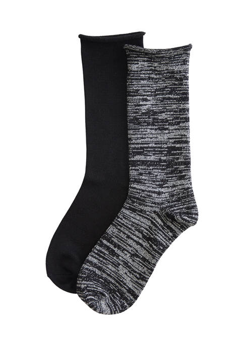 HUE® 2-Pack Super Soft Roll Top Boot Socks