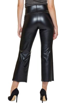 Women's Flattering Fit Leather Cropped Flare Leggings