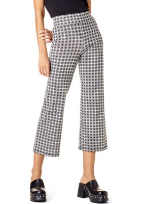 Gingham Plaid Cotton Cropped Flare Leggings