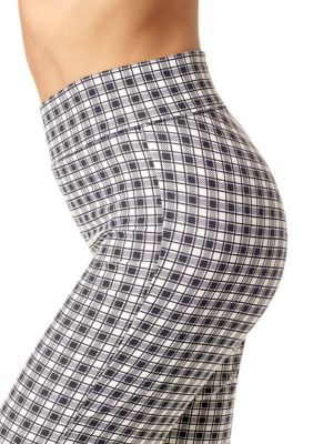 Gingham Plaid Cotton Cropped Flare Leggings